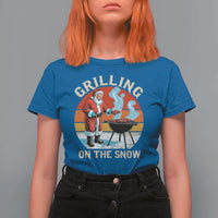 Funny Christmas Grilling Santa T Shirt For Women Grilling On The Snow - Wonder Print Shop