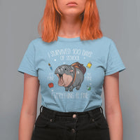 Funny I Survived 100 Days Of School Moo Deng T Shirt For Women It's I'm Fine Everything Is Fine