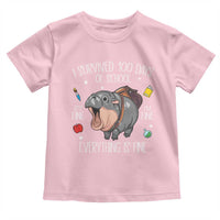 Funny I Survived 100 Days Of School Moo Deng Toddler T Shirt It's I'm Fine Everything Is Fine