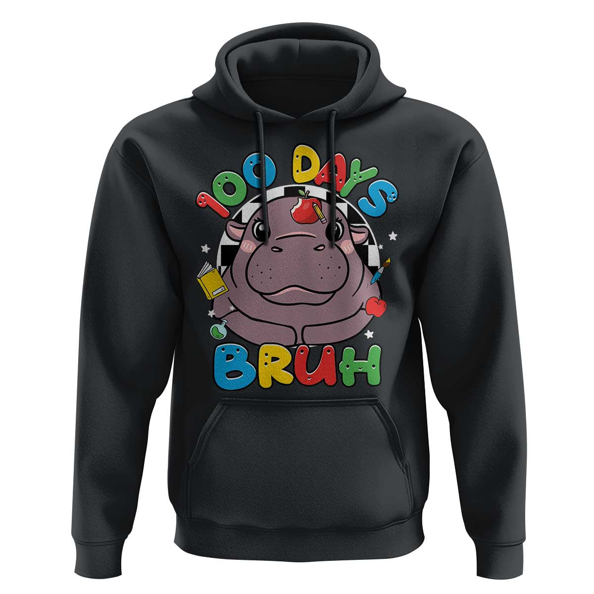 Funny Moo Deng 100 Days Bruh Hoodie Happy 100 Days Of School