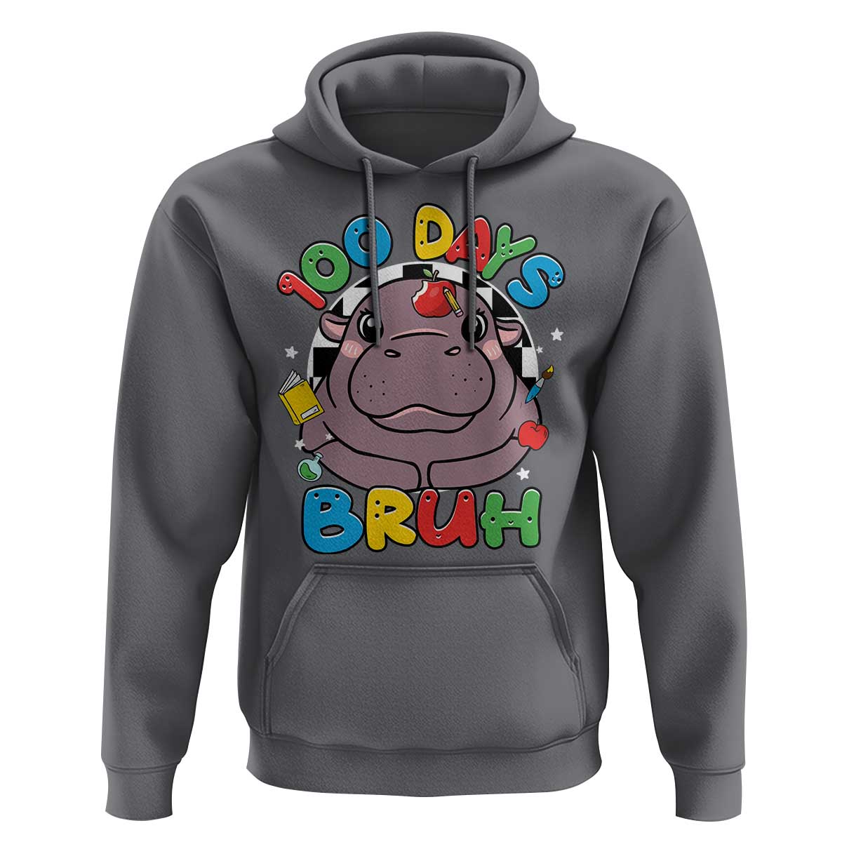 Funny Moo Deng 100 Days Bruh Hoodie Happy 100 Days Of School