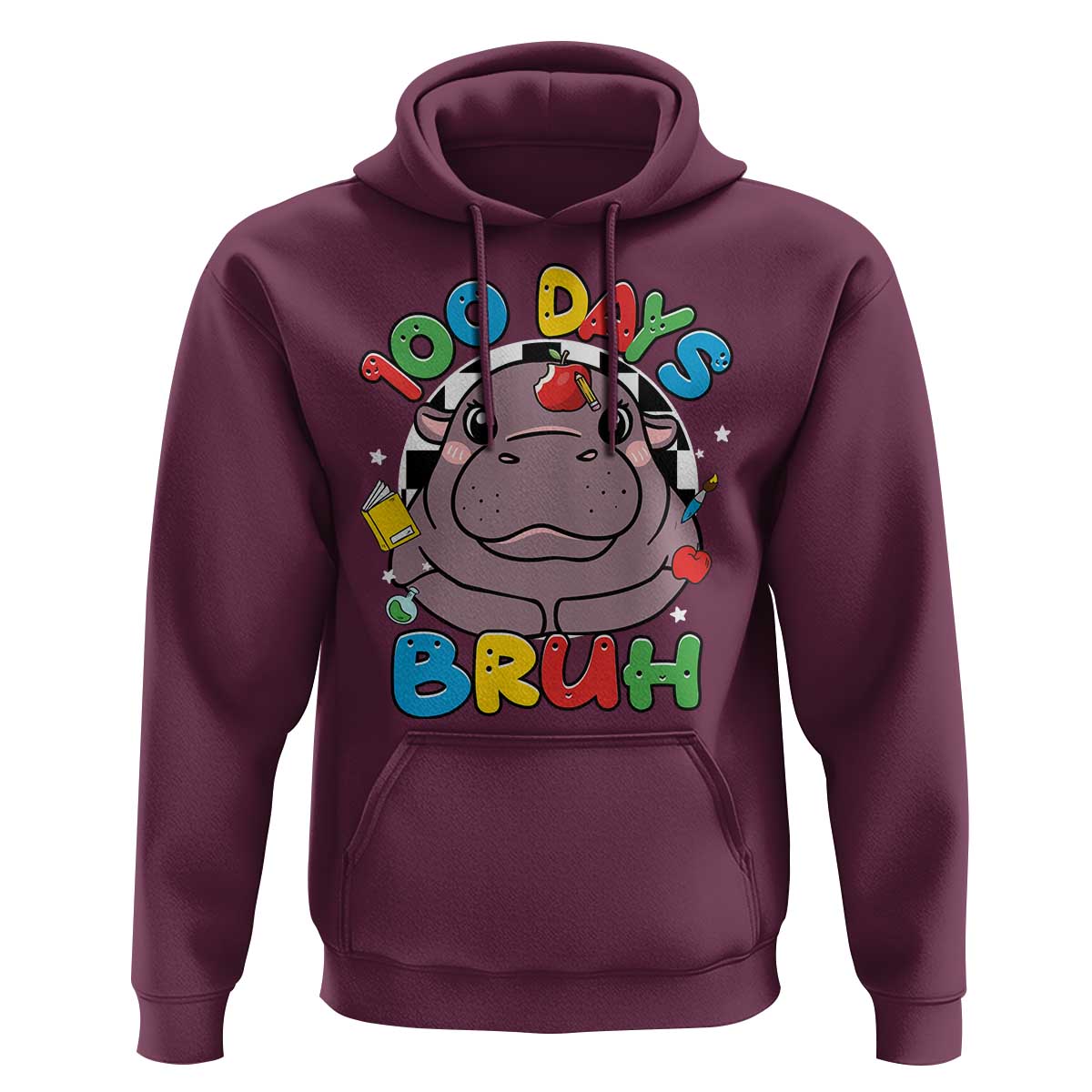 Funny Moo Deng 100 Days Bruh Hoodie Happy 100 Days Of School