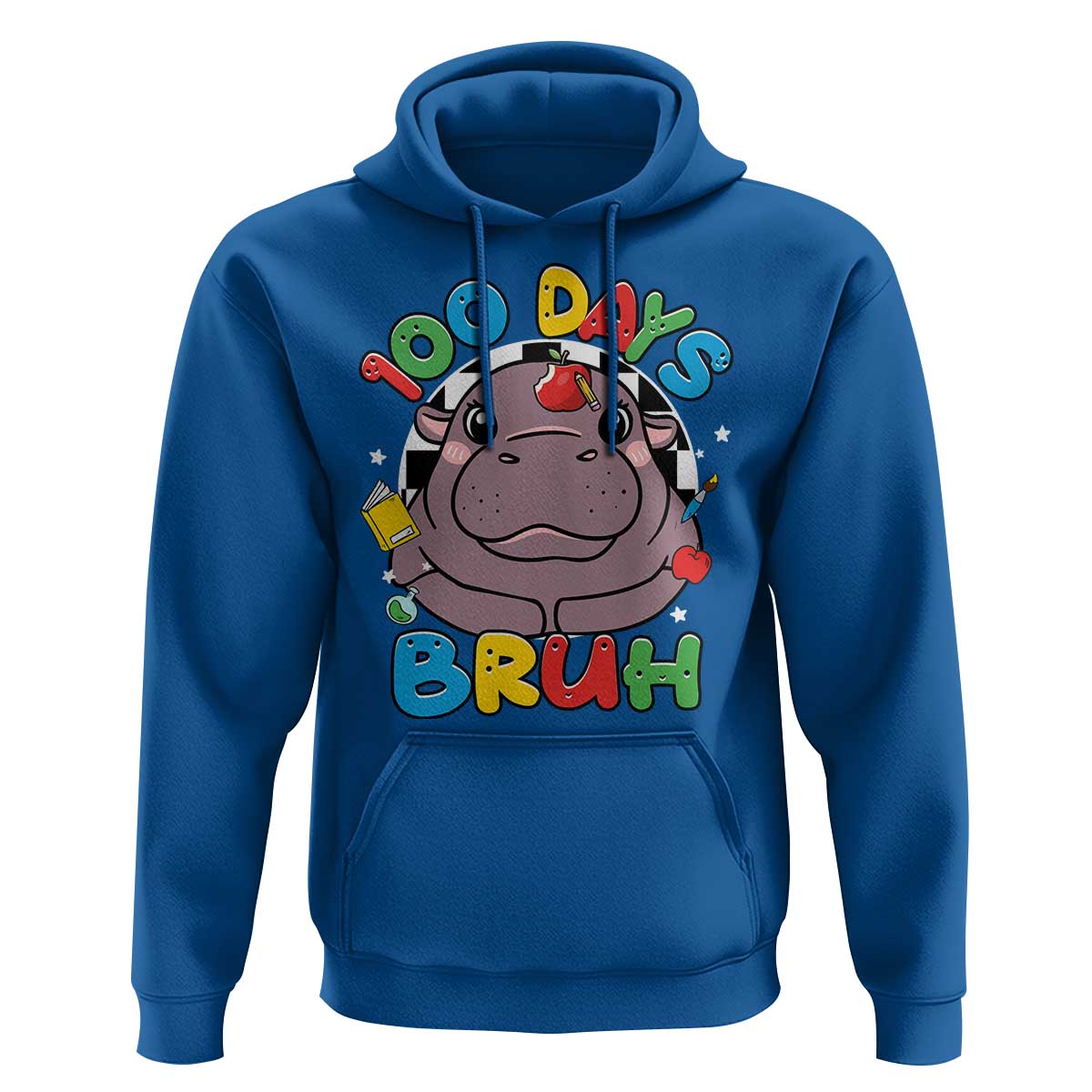 Funny Moo Deng 100 Days Bruh Hoodie Happy 100 Days Of School