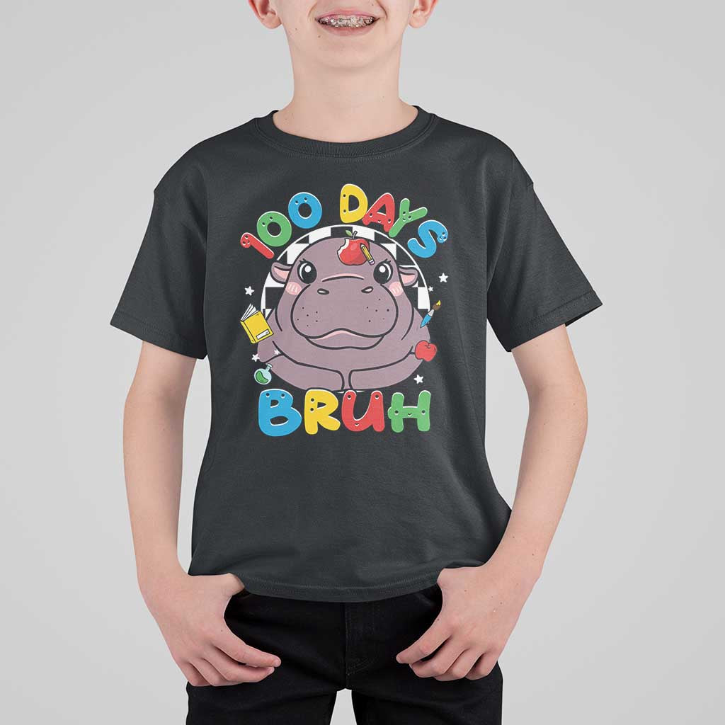 Funny Moo Deng 100 Days Bruh T Shirt For Kid Happy 100 Days Of School