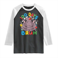 Funny Moo Deng 100 Days Bruh Raglan Shirt Happy 100 Days Of School