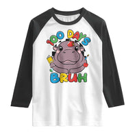 Funny Moo Deng 100 Days Bruh Raglan Shirt Happy 100 Days Of School