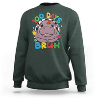 Funny Moo Deng 100 Days Bruh Sweatshirt Happy 100 Days Of School