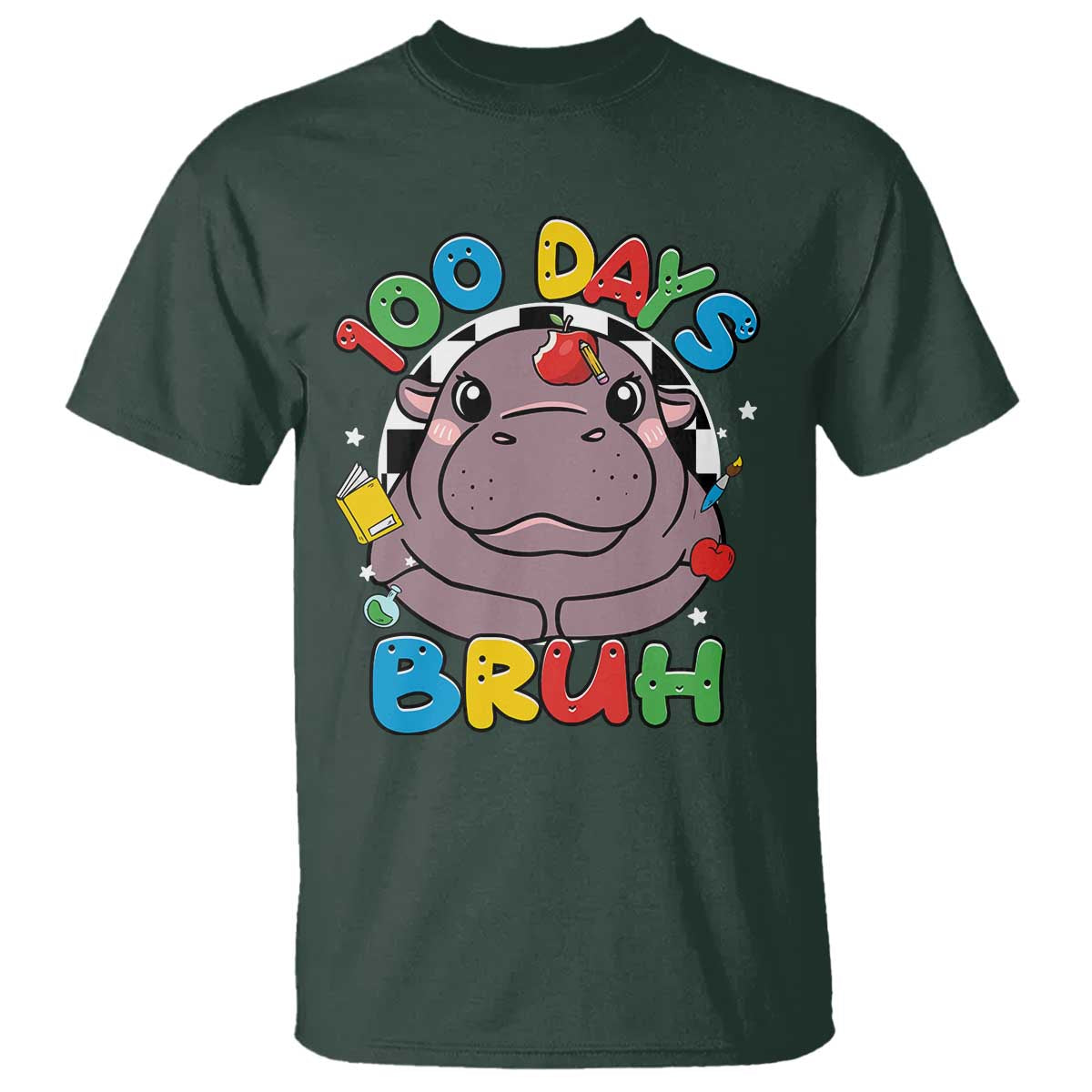 Funny Moo Deng 100 Days Bruh T Shirt Happy 100 Days Of School