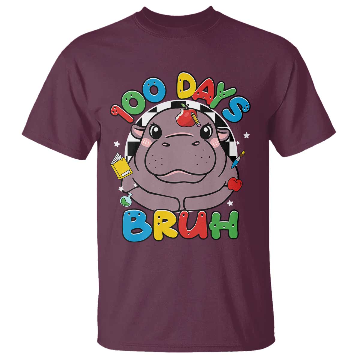 Funny Moo Deng 100 Days Bruh T Shirt Happy 100 Days Of School