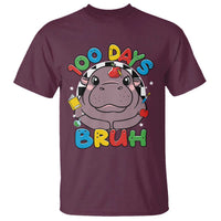 Funny Moo Deng 100 Days Bruh T Shirt Happy 100 Days Of School