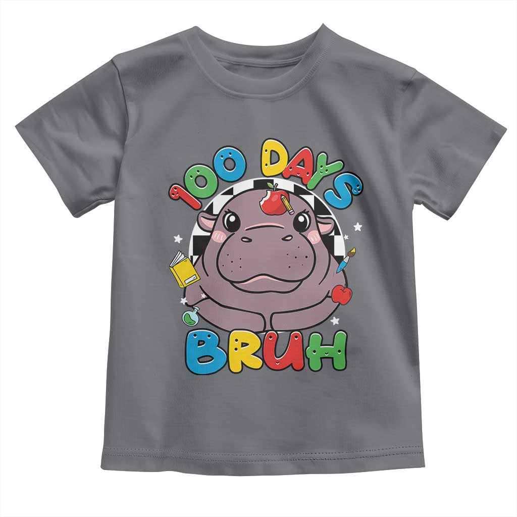 Funny Moo Deng 100 Days Bruh Toddler T Shirt Happy 100 Days Of School
