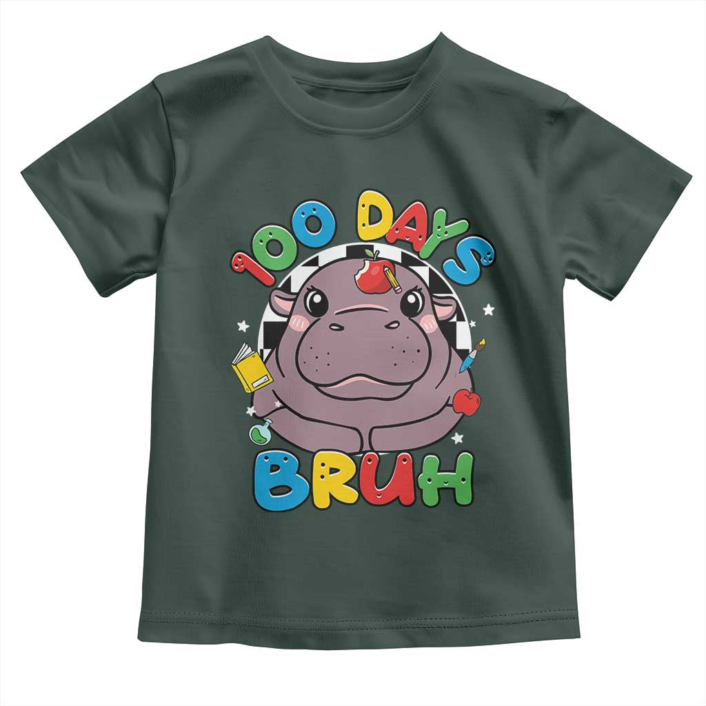 Funny Moo Deng 100 Days Bruh Toddler T Shirt Happy 100 Days Of School