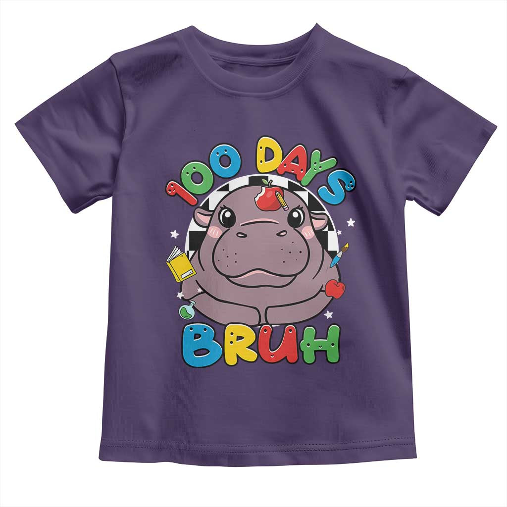 Funny Moo Deng 100 Days Bruh Toddler T Shirt Happy 100 Days Of School