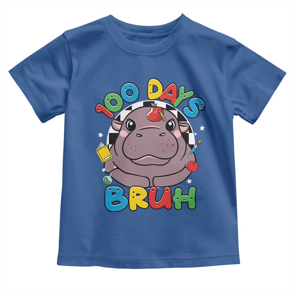 Funny Moo Deng 100 Days Bruh Toddler T Shirt Happy 100 Days Of School