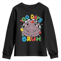 Funny Moo Deng 100 Days Bruh Youth Sweatshirt Happy 100 Days Of School