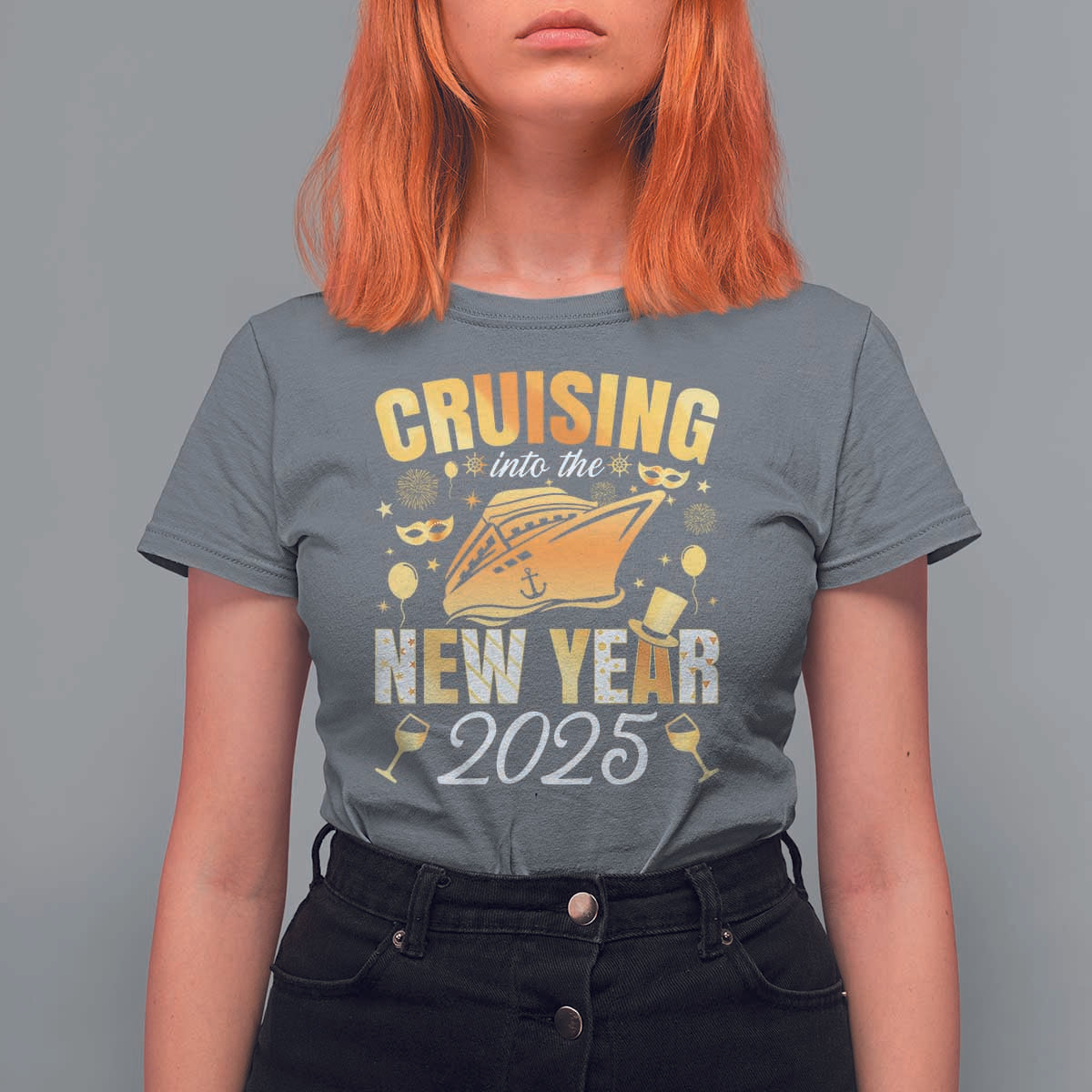 Family New Year's Trip 2025 T Shirt For Women Cruising Into The New Year 2025 - Wonder Print Shop