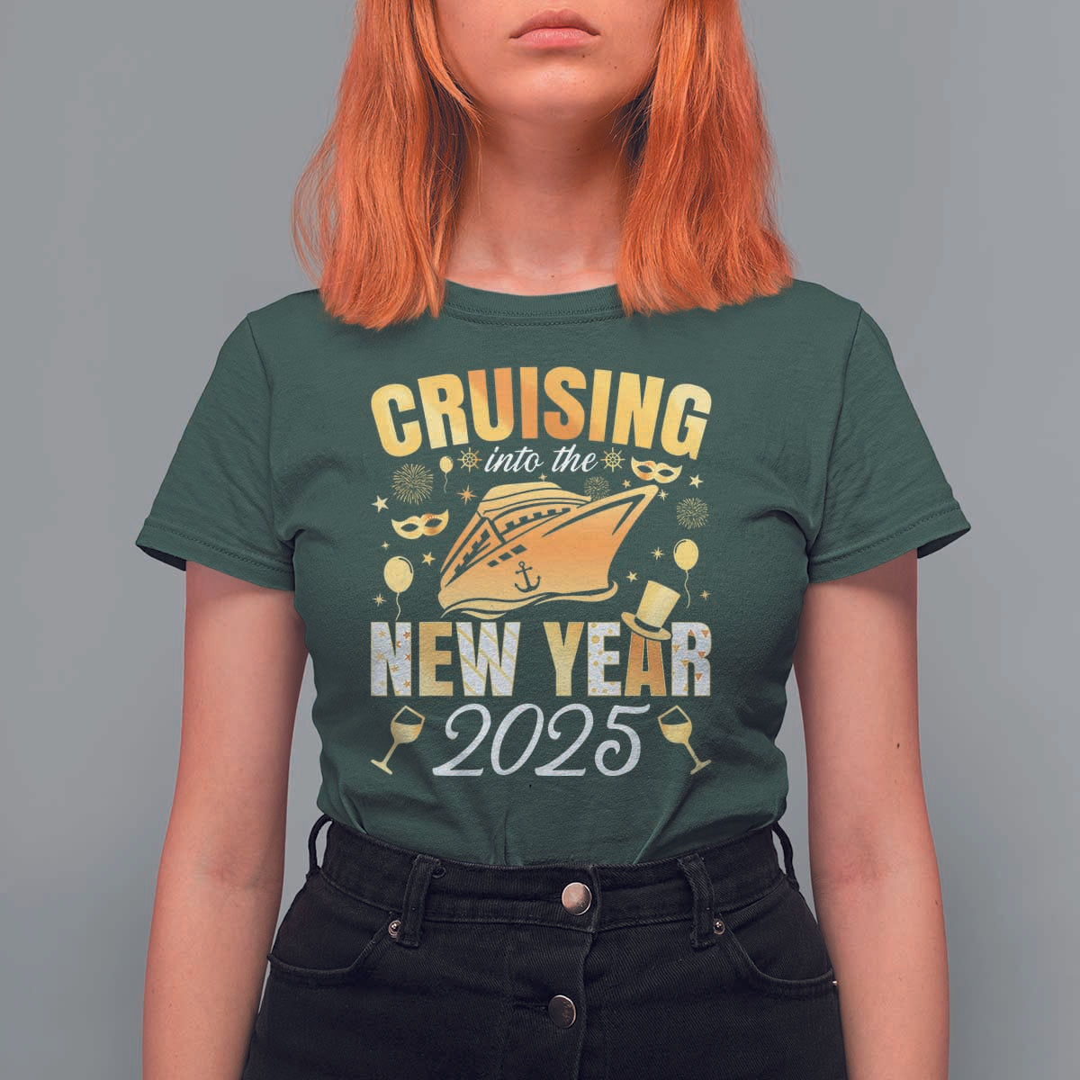 Family New Year's Trip 2025 T Shirt For Women Cruising Into The New Year 2025 - Wonder Print Shop