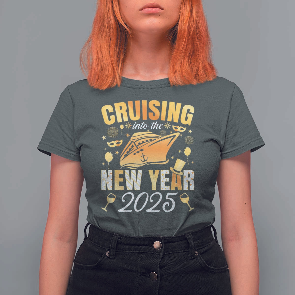 Family New Year's Trip 2025 T Shirt For Women Cruising Into The New Year 2025 - Wonder Print Shop