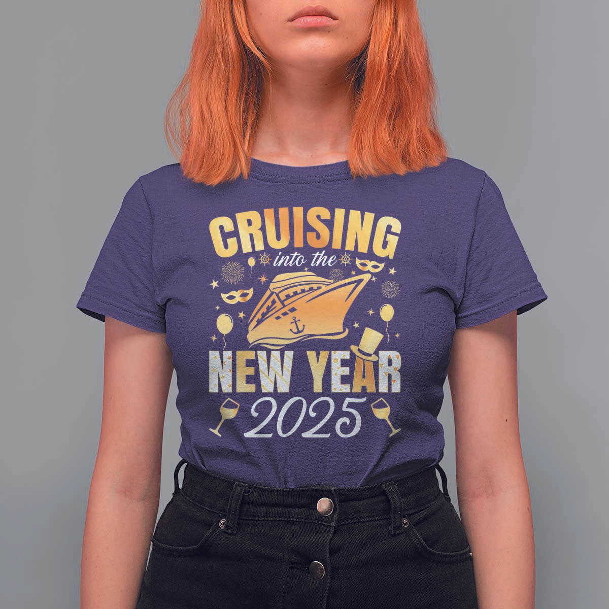 Family New Year's Trip 2025 T Shirt For Women Cruising Into The New Year 2025 - Wonder Print Shop