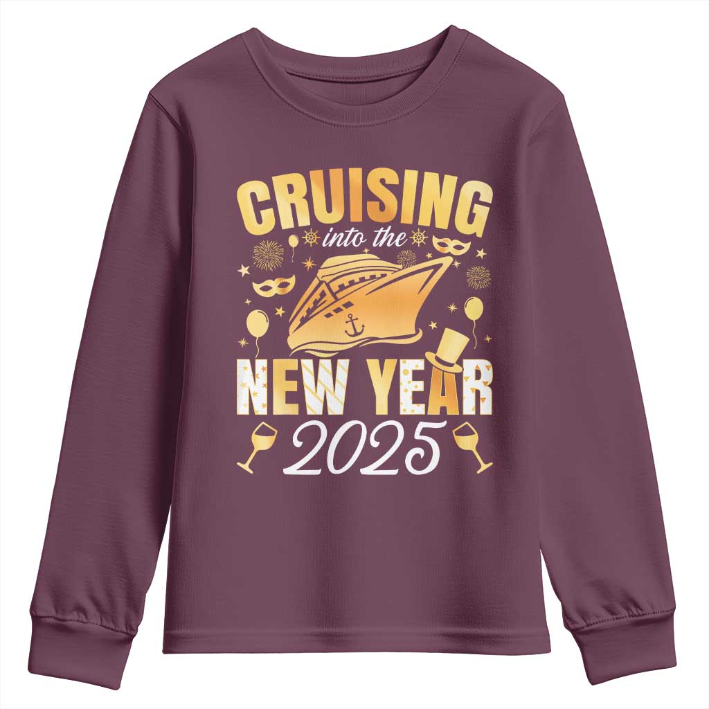 Family New Year's Trip 2025 Youth Sweatshirt Cruising Into The New Year 2025