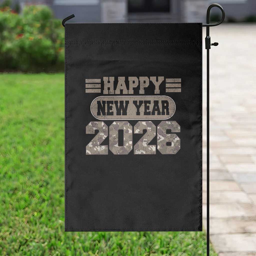 Camo Happy New Year Party 2026 Garden Flag Camouflage NYE Party - Wonder Print Shop
