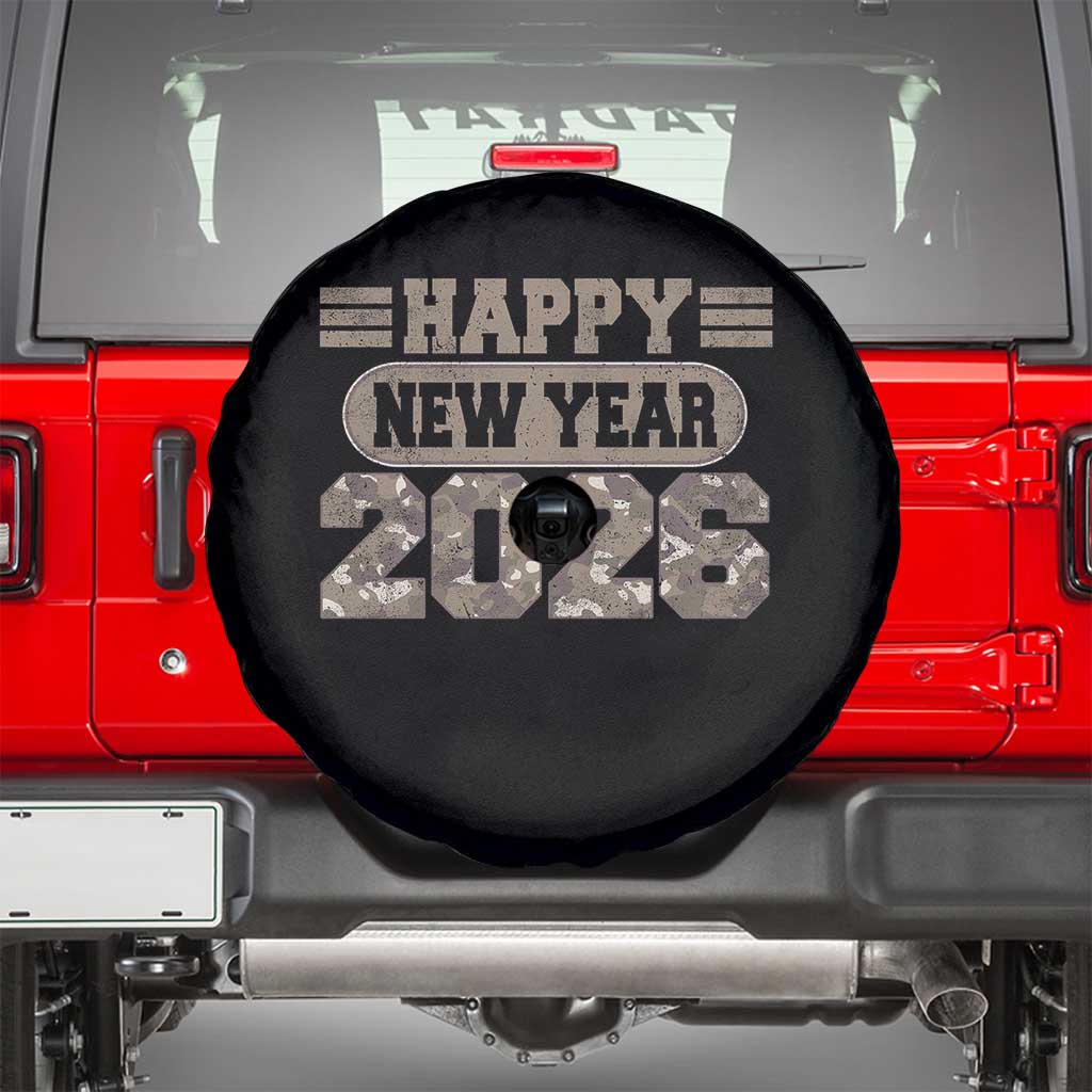 Camo Happy New Year Party 2026 Spare Tire Cover Camouflage NYE Party - Wonder Print Shop