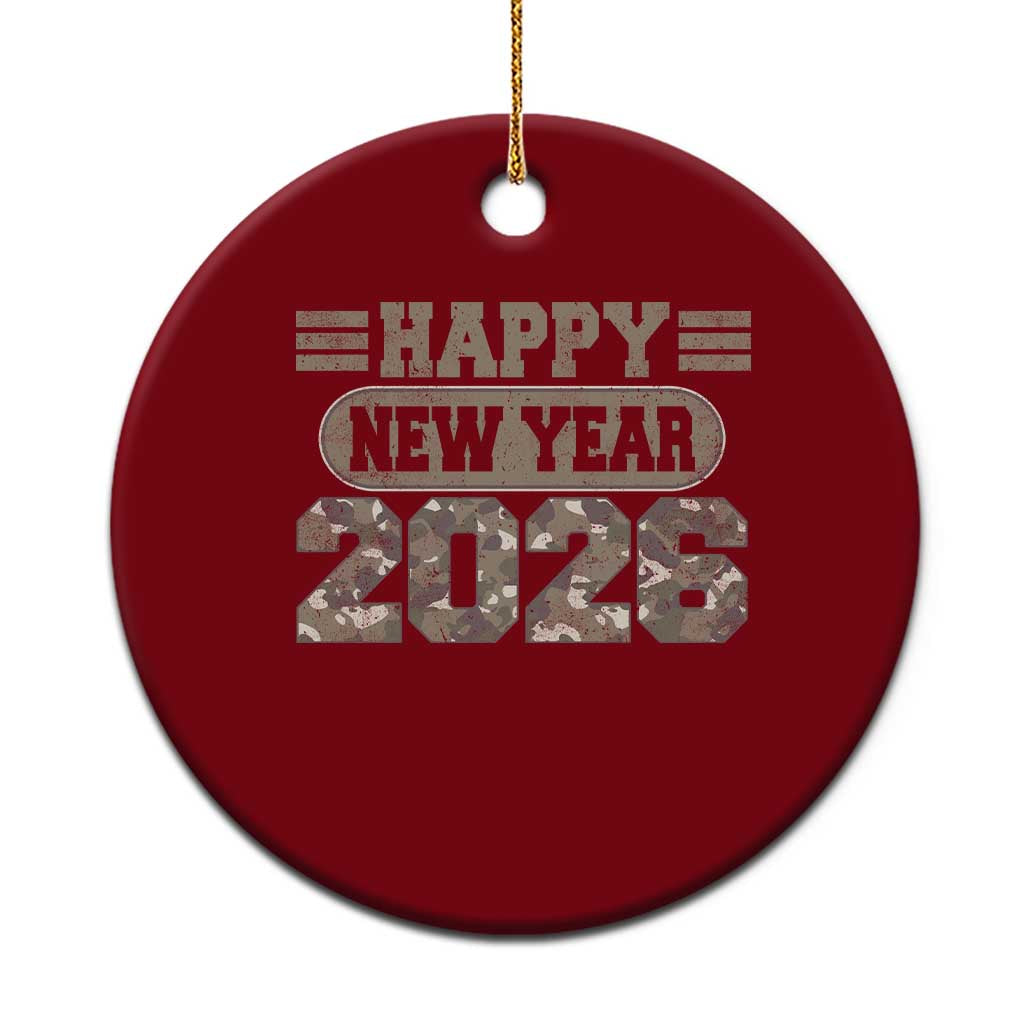 Camo Happy New Year Party 2026 Ceramic Ornament Camouflage NYE Party - Wonder Print Shop