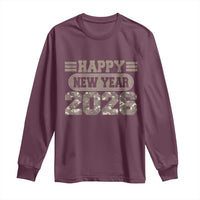 Camo Happy New Year Party 2026 Long Sleeve Shirt Camouflage NYE Party - Wonder Print Shop