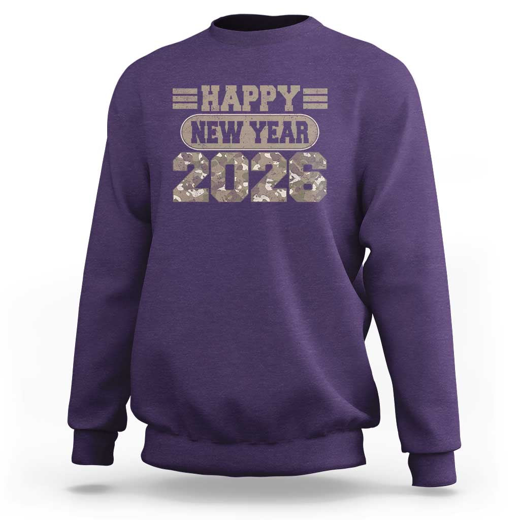 Camo Happy New Year Party 2026 Sweatshirt Camouflage NYE Party - Wonder Print Shop