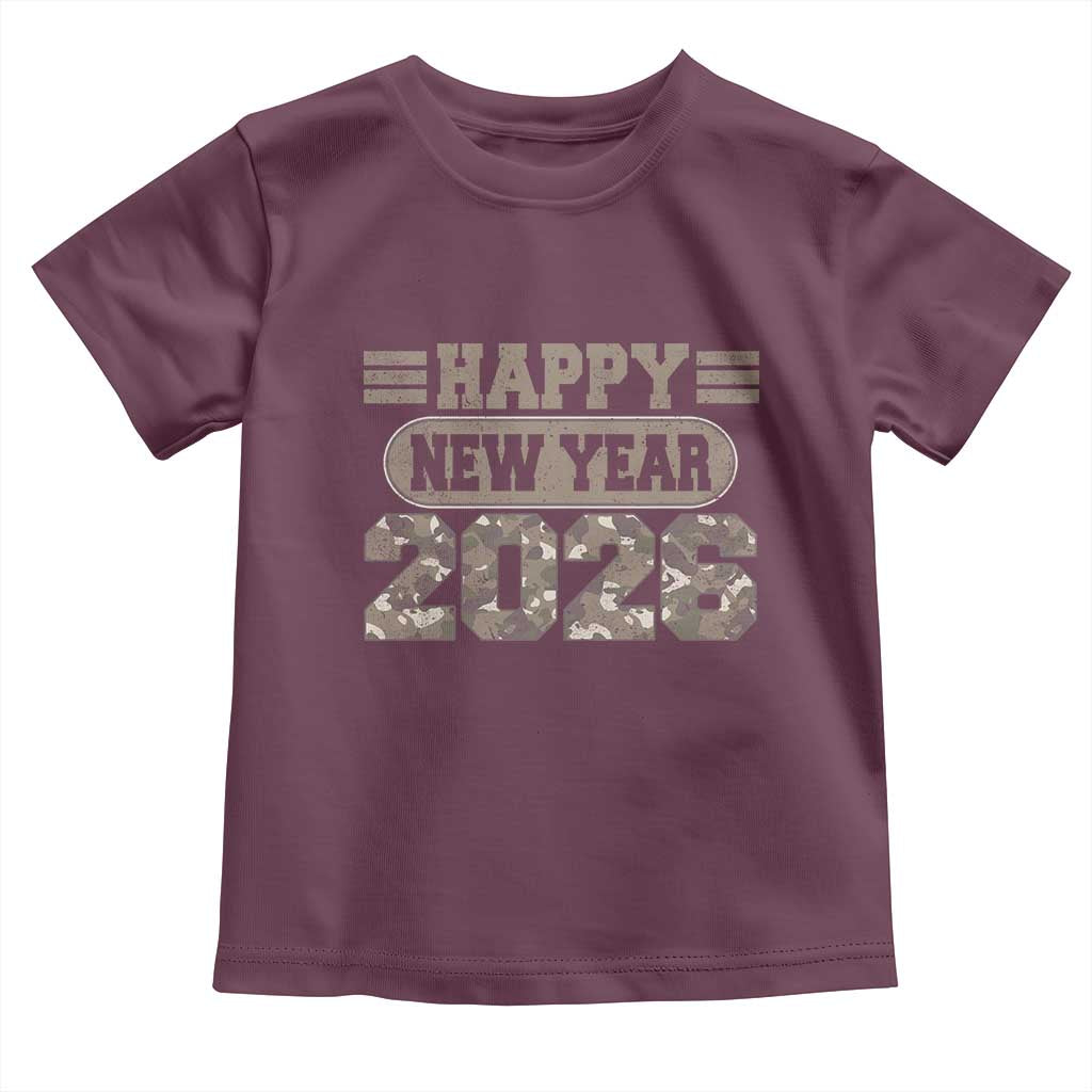 Camo Happy New Year Party 2026 Toddler T Shirt Camouflage NYE Party - Wonder Print Shop