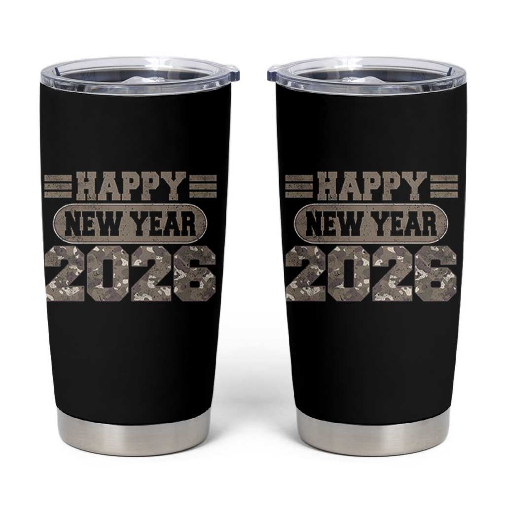Camo Happy New Year Party 2026 Tumbler Cup Camouflage NYE Party - Wonder Print Shop