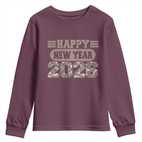 Camo Happy New Year Party 2026 Youth Sweatshirt Camouflage NYE Party - Wonder Print Shop