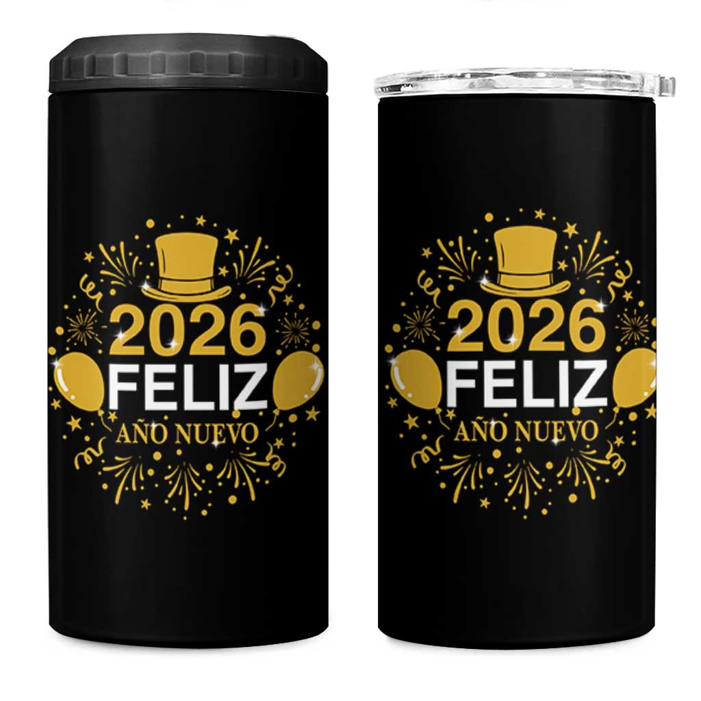 Spanish Mexican New Year 2026 4 in 1 Can Cooler Tumbler Feliz Ano Nuevo NYE Party - Wonder Print Shop