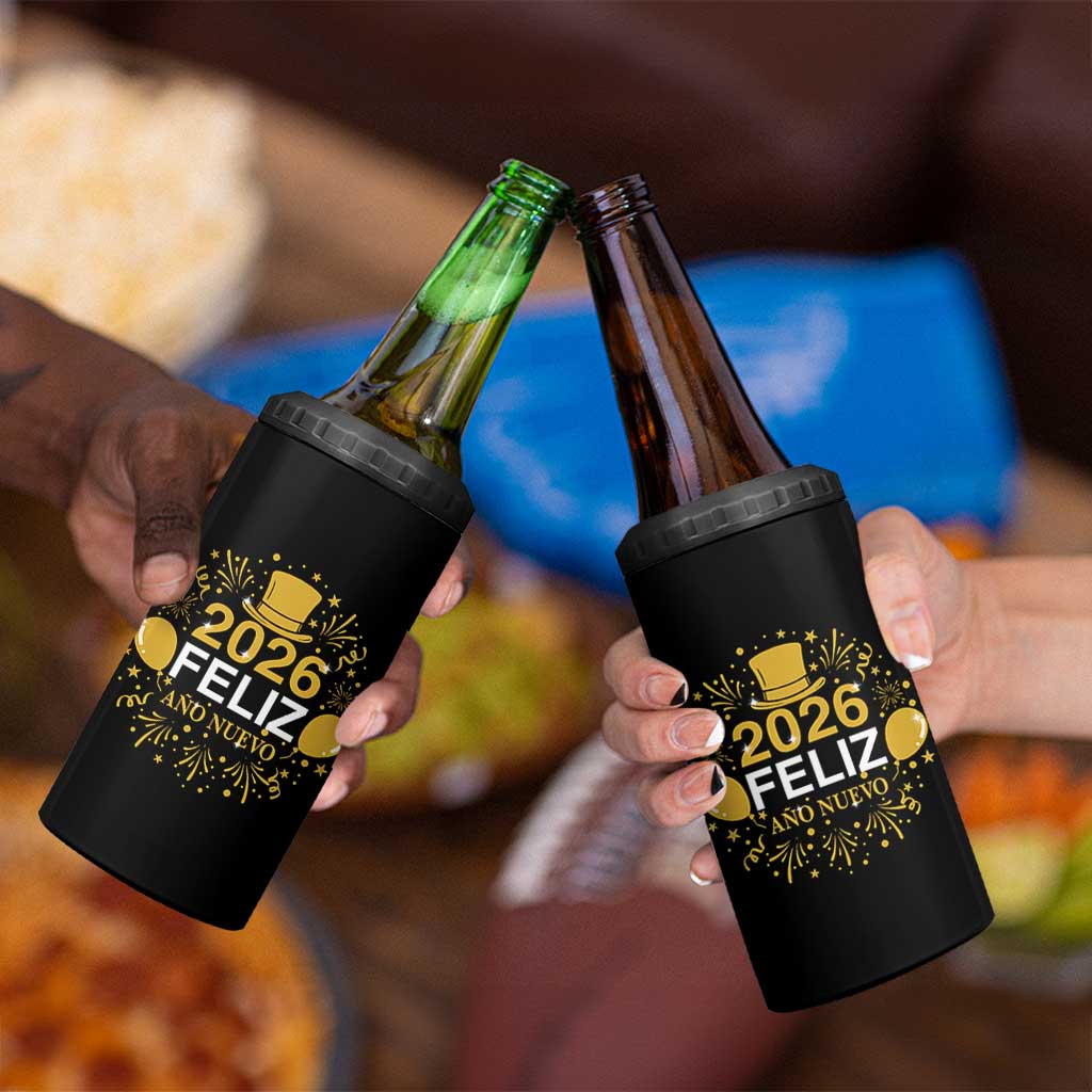 Spanish Mexican New Year 2026 4 in 1 Can Cooler Tumbler Feliz Ano Nuevo NYE Party - Wonder Print Shop