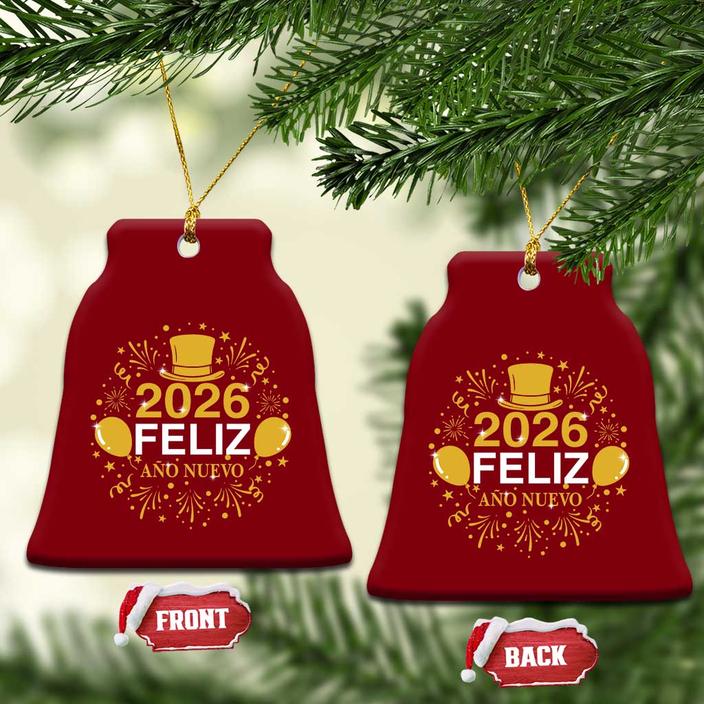 Spanish Mexican New Year 2026 Ceramic Ornament Feliz Ano Nuevo NYE Party - Wonder Print Shop