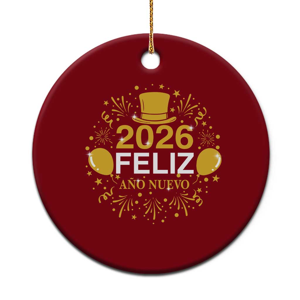 Spanish Mexican New Year 2026 Ceramic Ornament Feliz Ano Nuevo NYE Party - Wonder Print Shop