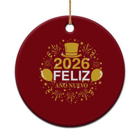 Spanish Mexican New Year 2026 Ceramic Ornament Feliz Ano Nuevo NYE Party - Wonder Print Shop