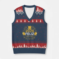 Spanish Mexican New Year 2026 V-Neck Knit Sweater Vest Feliz Ano Nuevo NYE Party - Wonder Print Shop
