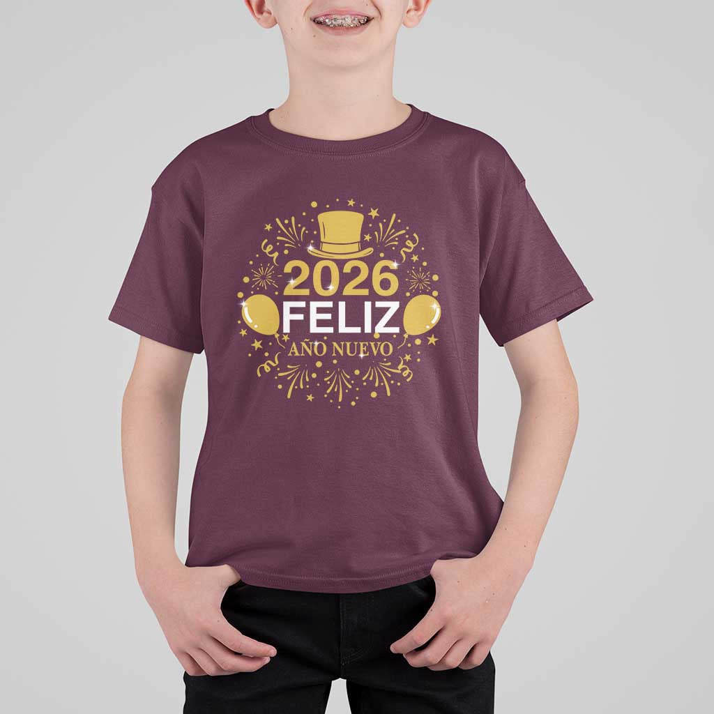 Spanish Mexican New Year 2026 T Shirt For Kid Feliz Ano Nuevo NYE Party - Wonder Print Shop