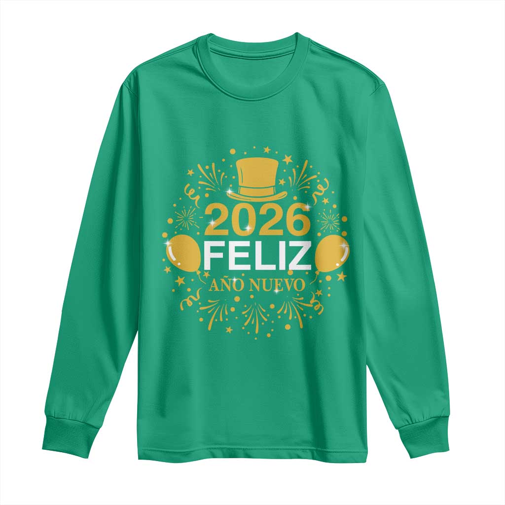 Spanish Mexican New Year 2026 Long Sleeve Shirt Feliz Ano Nuevo NYE Party - Wonder Print Shop