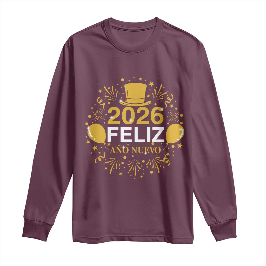Spanish Mexican New Year 2026 Long Sleeve Shirt Feliz Ano Nuevo NYE Party - Wonder Print Shop