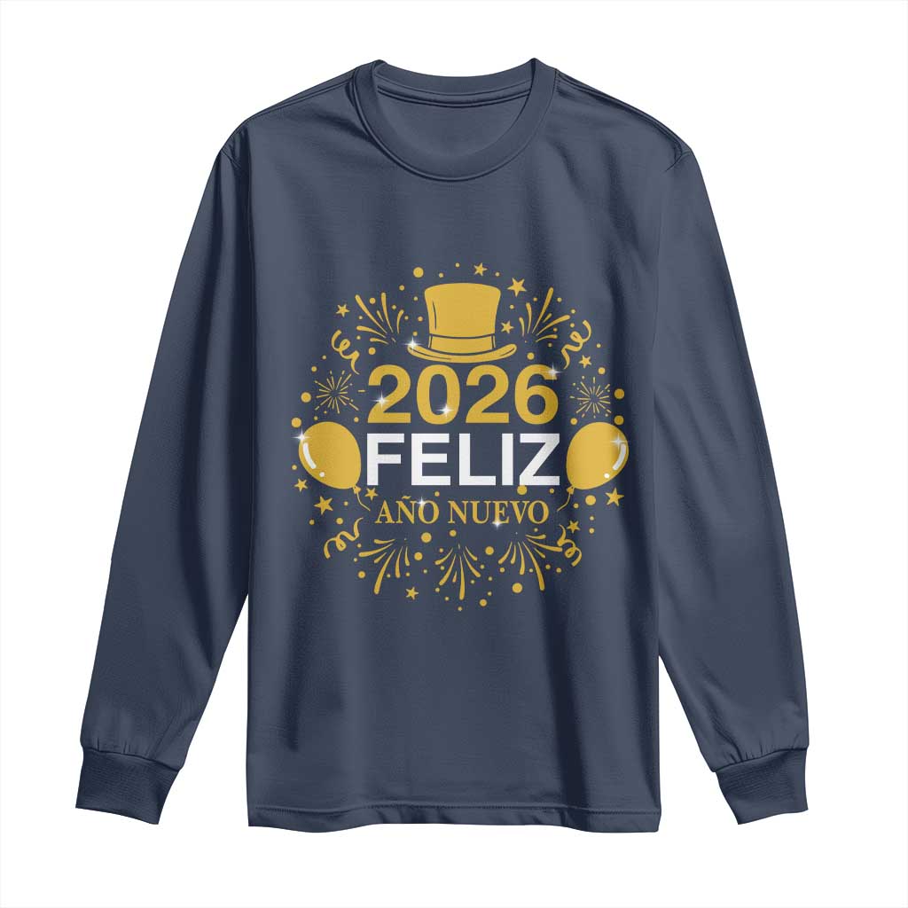 Spanish Mexican New Year 2026 Long Sleeve Shirt Feliz Ano Nuevo NYE Party - Wonder Print Shop