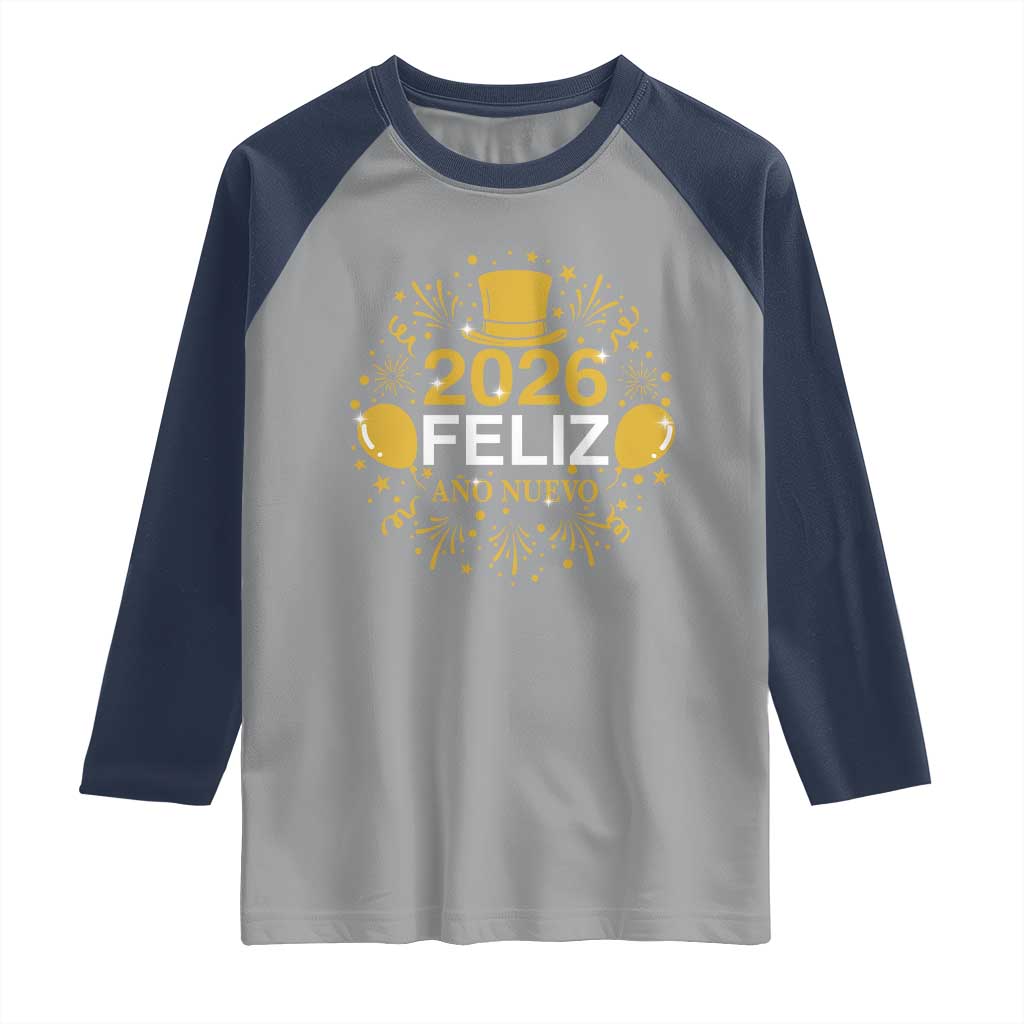 Spanish Mexican New Year 2026 Raglan Shirt Feliz Ano Nuevo NYE Party - Wonder Print Shop