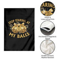 Funny Adult New Years Eve Garden Flag Stop Staring At My Balls Golden Disco Ball - Wonder Print Shop