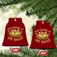 Funny Adult New Years Eve Ceramic Ornament Stop Staring At My Balls Golden Disco Ball - Wonder Print Shop