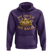 Funny Adult New Years Eve Hoodie Stop Staring At My Balls Golden Disco Ball - Wonder Print Shop