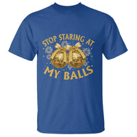 Funny Adult New Years Eve T Shirt Stop Staring At My Balls Golden Disco Ball - Wonder Print Shop