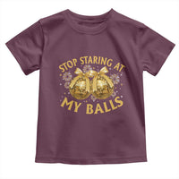 Funny Adult New Years Eve Toddler T Shirt Stop Staring At My Balls Golden Disco Ball - Wonder Print Shop