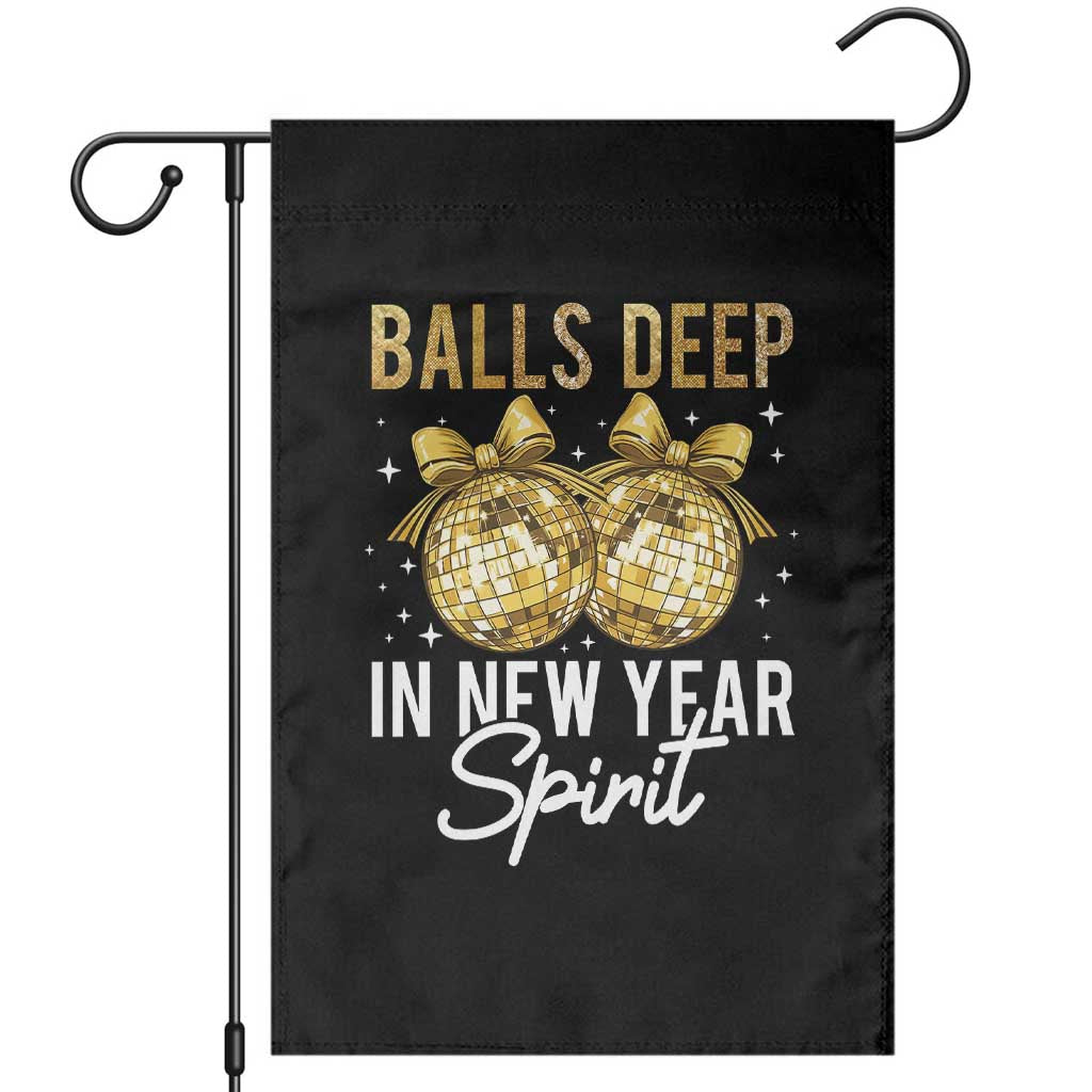 Funny New Year Disco Ball Garden Flag Balls Deep In New Year Spirit - Wonder Print Shop