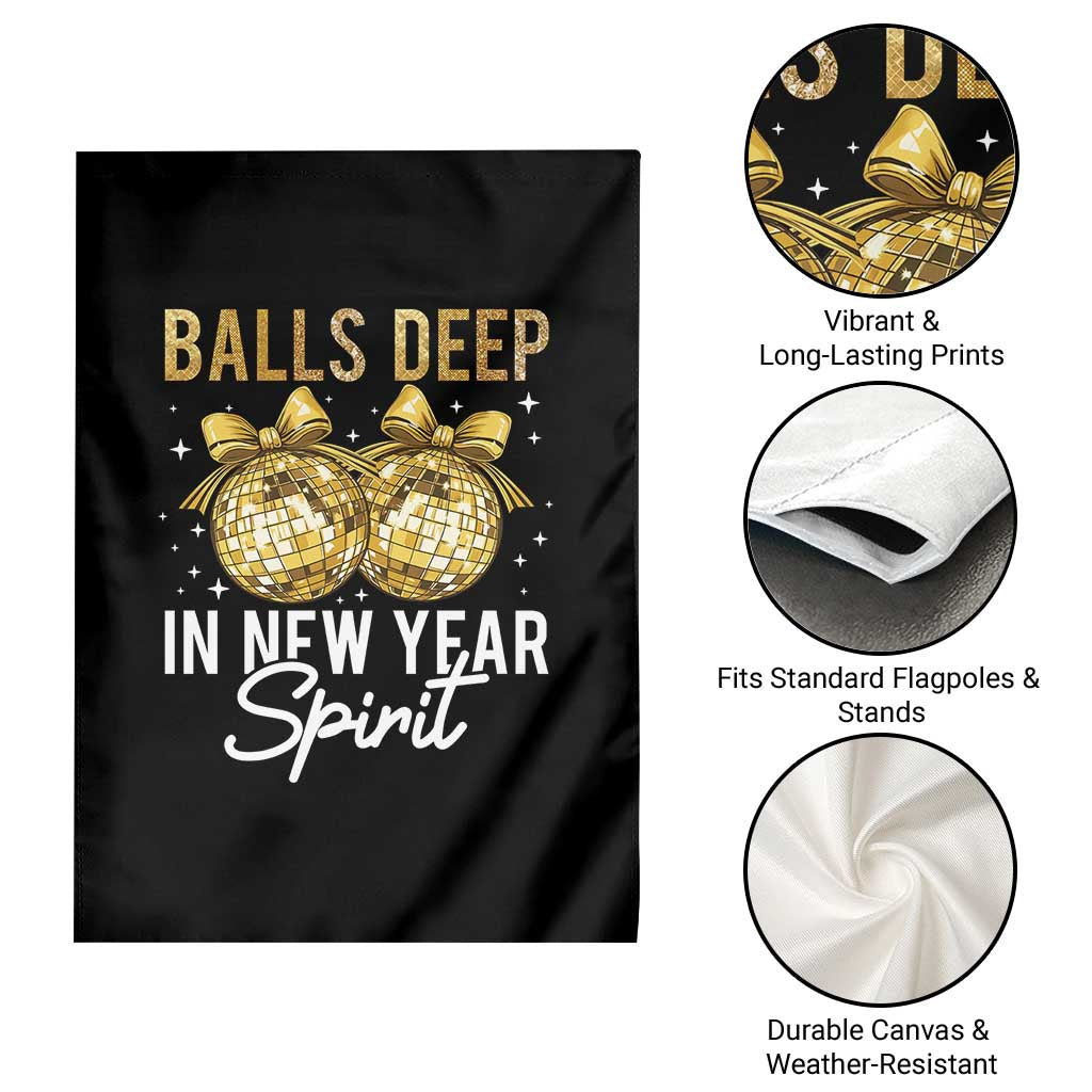 Funny New Year Disco Ball Garden Flag Balls Deep In New Year Spirit - Wonder Print Shop